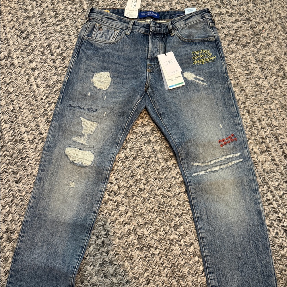 NWT Scotch & Soda Ralston regular slim fit with embroidery 30x32